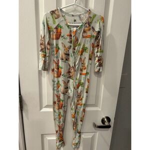 Bums & Roses Bunny Rabbit Carrot Bamboo Viscose Footie‎ Pajamas 2T Sleeper k7031